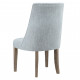 Light Blue Fabric Curved Back Sleek Dining Chairs Wood Legs - Set 2